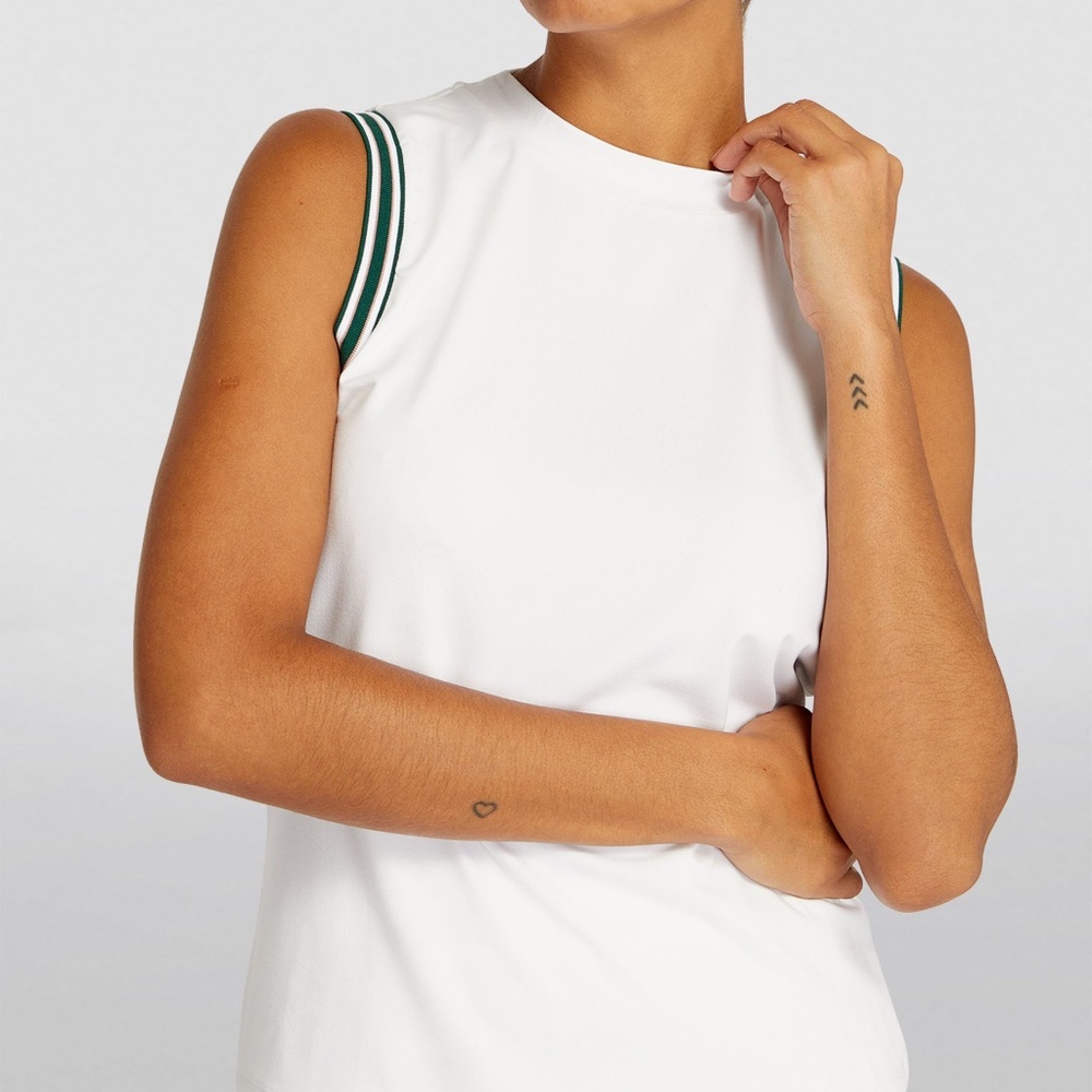 Varley Wellings Performance Tank White/Green/Tan Medium